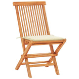 3 Piece Bistro Set with Cream Cushions Solid Teak Wood - 45-Degree Angle