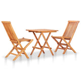 3 Piece Bistro Set with Anthracite Cushions Solid Teak Wood - Front View