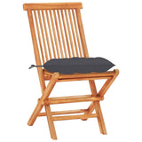 3 Piece Bistro Set with Anthracite Cushions Solid Teak Wood