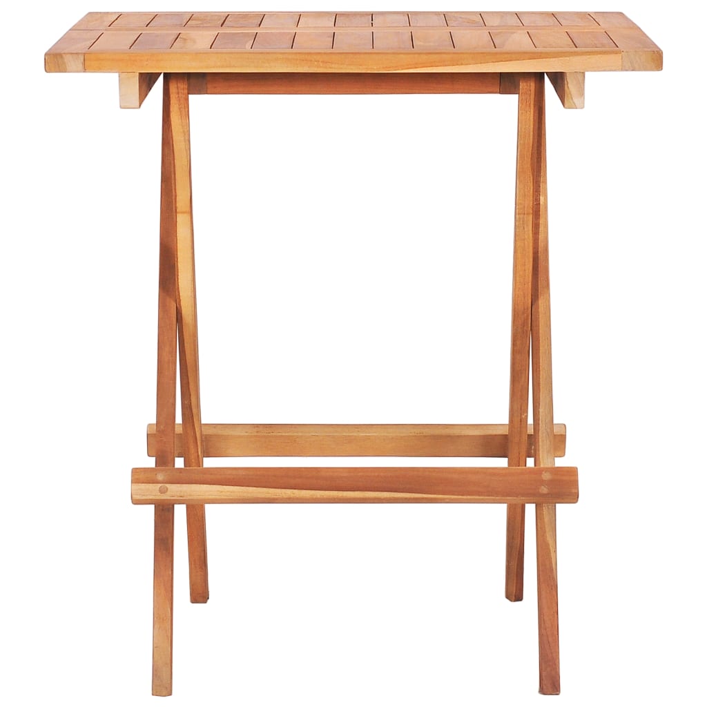 3 Piece Bistro Set with Grey Cushions Solid Teak Wood