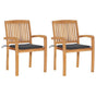 Garden Chairs 2 pcs with Anthracite Cushions Solid Teak Wood