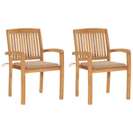 Garden Chairs 2 pcs with Beige Cushions Solid Teak Wood