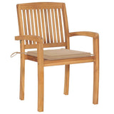 Garden Chairs 2 pcs with Beige Cushions Solid Teak Wood