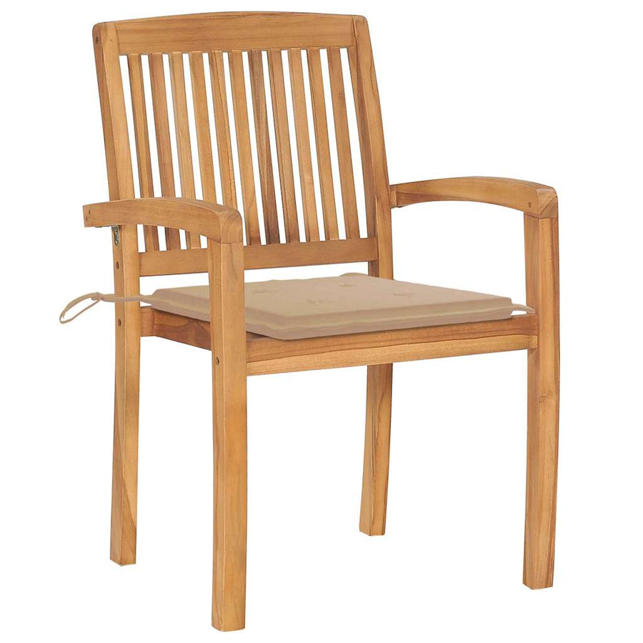 Garden Chairs 2 pcs with Beige Cushions Solid Teak Wood