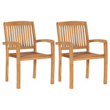 Garden Chairs 2 pcs with Beige Cushions Solid Teak Wood - Top-Down View