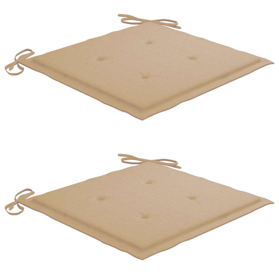 Garden Chairs 2 pcs with Beige Cushions Solid Teak Wood