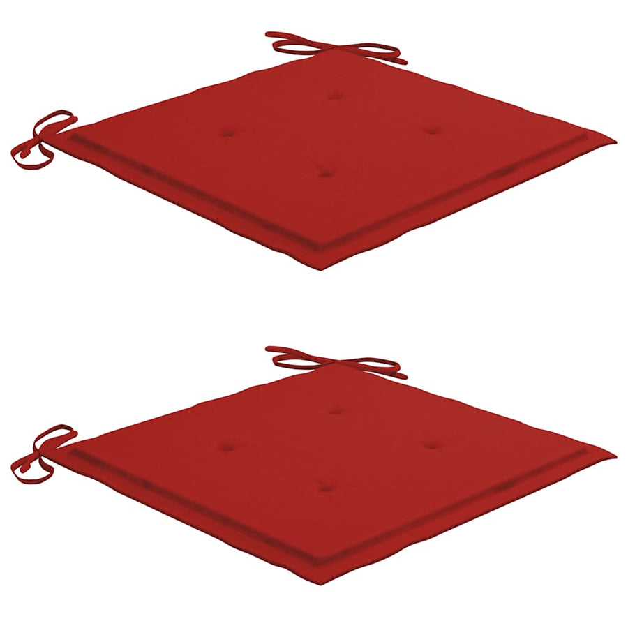 Garden Chairs 2 pcs with Red Cushions Solid Teak Wood