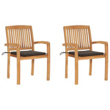 Garden Chairs 2 pcs with Taupe Cushions Solid Teak Wood