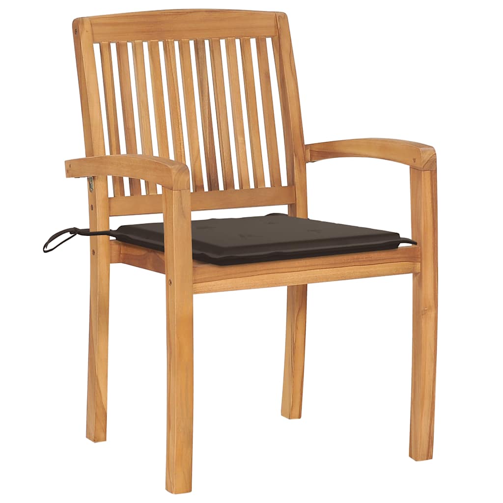Garden Chairs 2 pcs with Taupe Cushions Solid Teak Wood