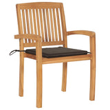 Garden Chairs 2 pcs with Taupe Cushions Solid Teak Wood - Front View