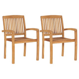 Garden Chairs 2 pcs with Taupe Cushions Solid Teak Wood - Top-Down View