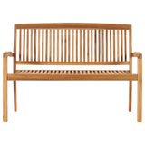 Stacking Garden Bench with Cushion 128.5 cm Solid Teak Wood - Side View