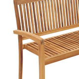 Stacking Garden Bench with Cushion 128.5 cm Solid Teak Wood - Top-Down View