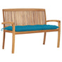 Stacking Garden Bench with Cushion 128,5 cm Solid Teak Wood