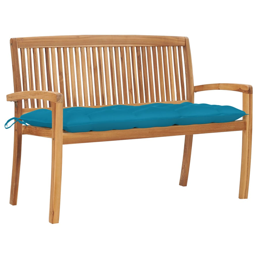 Stacking Garden Bench with Cushion 128,5 cm Solid Teak Wood