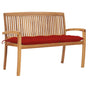 Stacking Garden Bench with Cushion 128,5 cm Solid Teak Wood