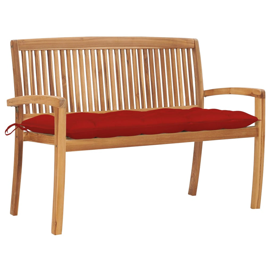 Stacking Garden Bench with Cushion 128,5 cm Solid Teak Wood