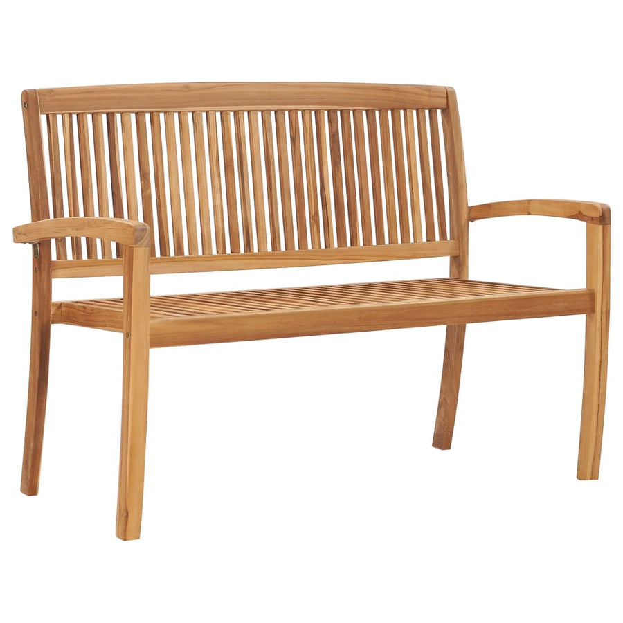 Stacking Garden Bench with Cushion 128,5 cm Solid Teak Wood