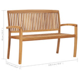 Stacking Garden Bench with Cushion 128.5 cm Solid Teak Wood - Extra Image