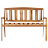 Stacking Garden Bench with Cushion 128.5 cm Solid Teak Wood - Side View