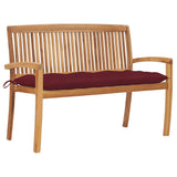 Stacking Garden Bench with Cushion 128.5 cm Solid Teak Wood