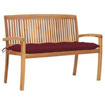Stacking Garden Bench with Cushion 128,5 cm Solid Teak Wood