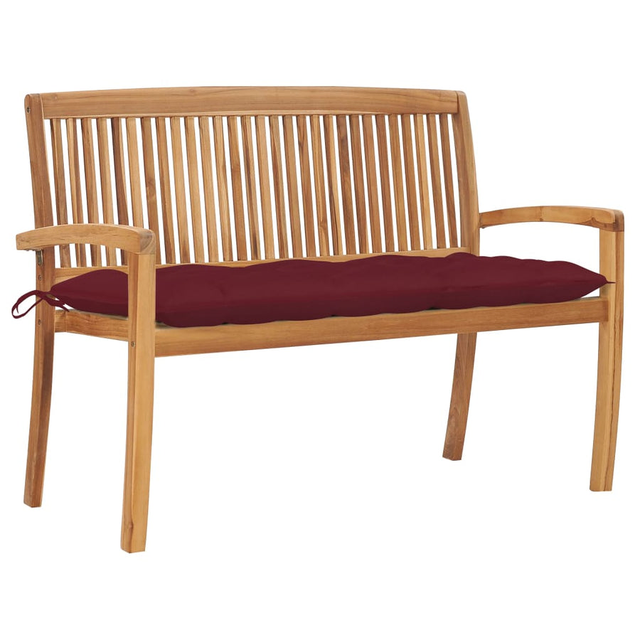 Stacking Garden Bench with Cushion 128,5 cm Solid Teak Wood