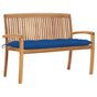 Stacking Garden Bench with Cushion 128,5 cm Solid Teak Wood