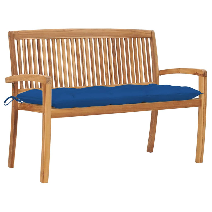 Stacking Garden Bench with Cushion 128,5 cm Solid Teak Wood