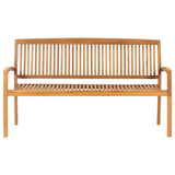 Stacking Garden Bench with Cushion 159 cm Solid Teak Wood - Side View