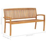 Stacking Garden Bench with Cushion 159 cm Solid Teak Wood - Extra Image
