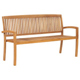 Stacking Garden Bench with Cushion 159 cm Solid Teak Wood - Rear View