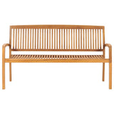 Stacking Garden Bench with Cushion 159 cm Solid Teak Wood - Close-Up Angle