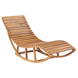 Rocking Sun Lounger with Cushion Solid Teak Wood - Front View