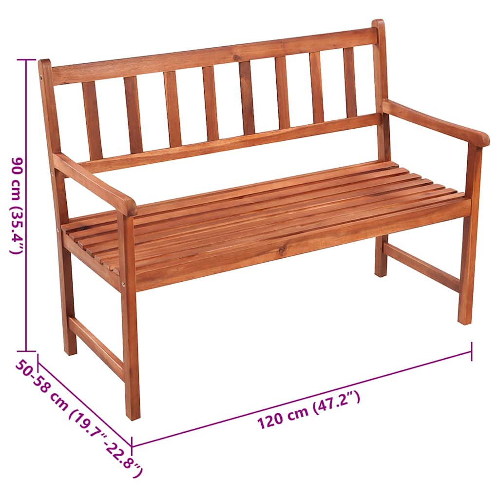 Garden Bench with Cushion 120 cm Solid Acacia Wood