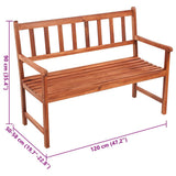 Garden Bench with Cushion 120 cm Solid Acacia Wood - Low Angle