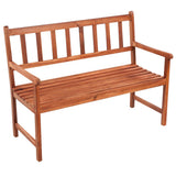Garden Bench with Cushion 120 cm Solid Acacia Wood - Front View