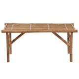 Folding Garden Bench with Cushion 118 cm Bamboo - Side View