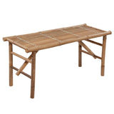 Folding Garden Bench with Cushion 118 cm Bamboo - Front View