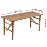 Folding Garden Bench with Cushion 118 cm Bamboo - Low Angle