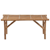 Folding Garden Bench with Cushion 118 cm Bamboo - Side View