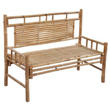 Garden Bench with Cushion 120 cm Bamboo - Front View