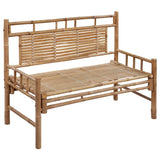 Garden Bench with Cushion 120 cm Bamboo - Front View