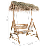 2-Seater Swing Bench with Palm Leaves and Cushion 202 cm Bamboo - Extra Image