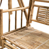 2-Seater Swing Bench with Palm Leaves and Cushion 202 cm Bamboo - 45-Degree Angle