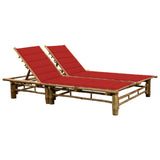 2-Person Sun Lounger with Cushions Bamboo