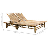 2-Person Sun Lounger with Cushions Bamboo - Extra Image