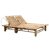 2-Person Sun Lounger with Cushions Bamboo - Side View