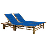 2-Person Sun Lounger with Cushions Bamboo
