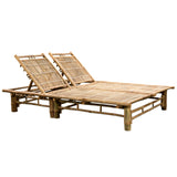 2-Person Sun Lounger with Cushions Bamboo - Front View